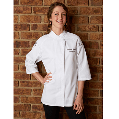 Chef Works Essentials Each / Large/White Women's Verona Chef Coat, single-breasted, 3/4 sleeves, Cool Ven