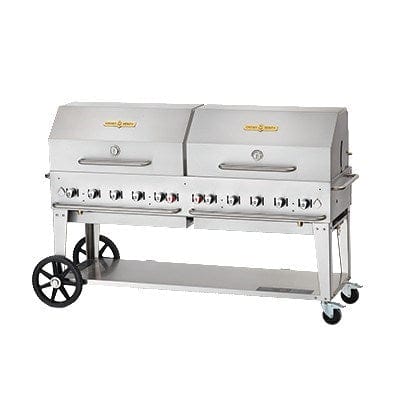 Crown Verity Canada Outdoor Cooking Equipment Each Crown Verity CV-MCB-72RDP 72″ Propane Gas Mobile Outdoor Grill with 2 Roll Domes | Denson CFE