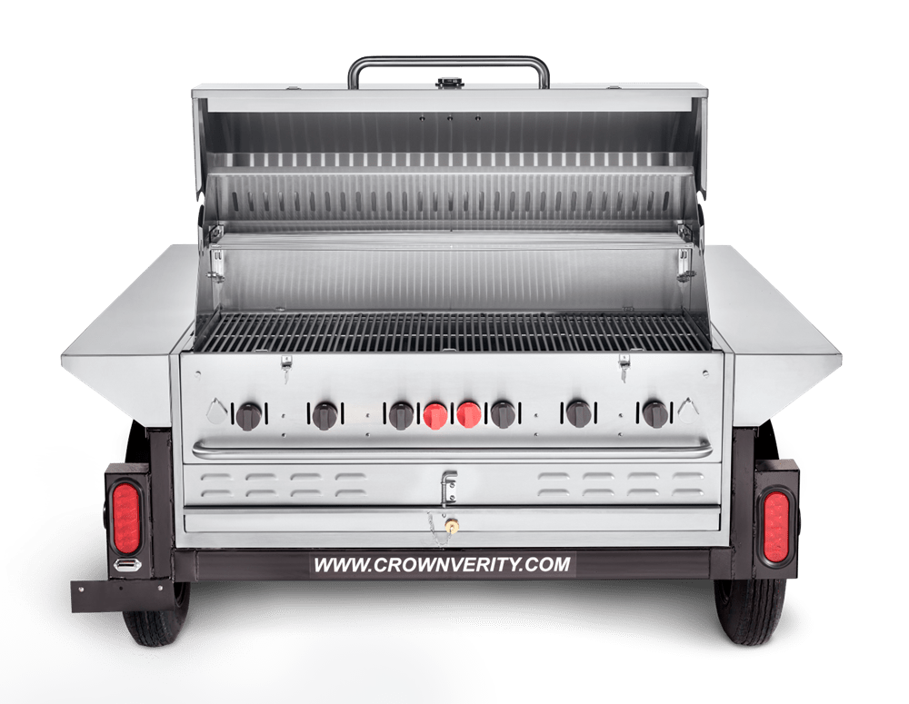 Crown Verity Canada Outdoor Cooking Equipment Each Crown Verity TG-4 69" Tailgate Grill with Beverage Compartments and Sink | Denson CFE