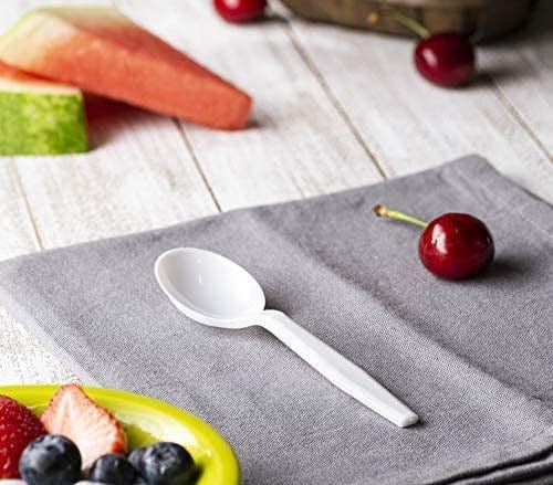 Denson CFE Disposables Case White Plastic Soup Spoon, 1000 Pcs Disposable Cutlery