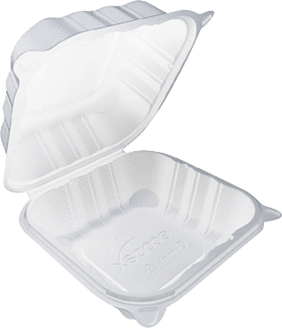 Denson CFE Essentials Case PC2881-E Compostable Pebble Food Containers 8"x 8"x 3" White 150 Pcs -1 Compartment Biodegradable Take Out Food Containers Microwave and Freezer Safe