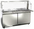 Denson CFE Refrigerated Prep Tables Each Omcan 60" Stainless Steel Refrigerated Salad Bar / Cold Food Table with Sneeze Guard, Tray Slide and Pan Covers - 50089 | Denson CFE