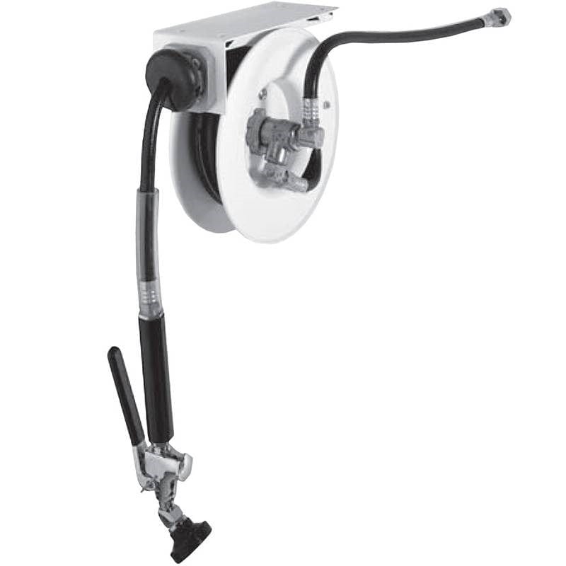 Denson CFE Unclassified Each Fisher 29841 20 ft Undercounter Hose Reel Assembly w/ Utility Spray Valve - 1/2" NPT | Denson CFE