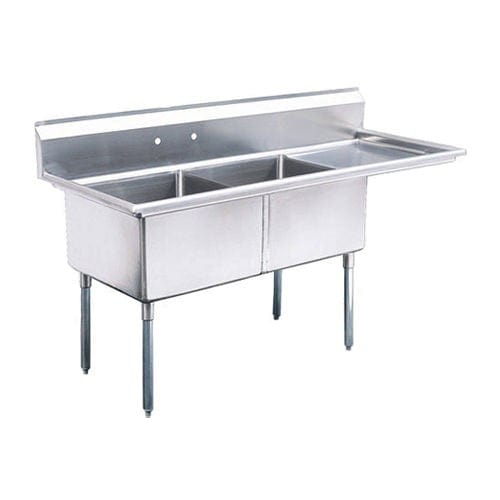 EFI Sales Ltd. Canada Compartment Sinks Each EFI SI824-2R-DW Two-Compartment 24"?24" Pot Sink with Dishwasher Drainboard on Left | Denson CFE