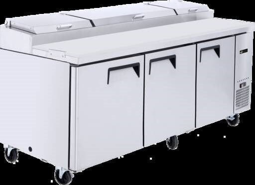 EFI Sales Ltd. Canada Refrigerated Prep Tables Each EFI Sales Ltd. Canada CPDR3-93VC 93? 3 Door Pizza Prep Refrigerator