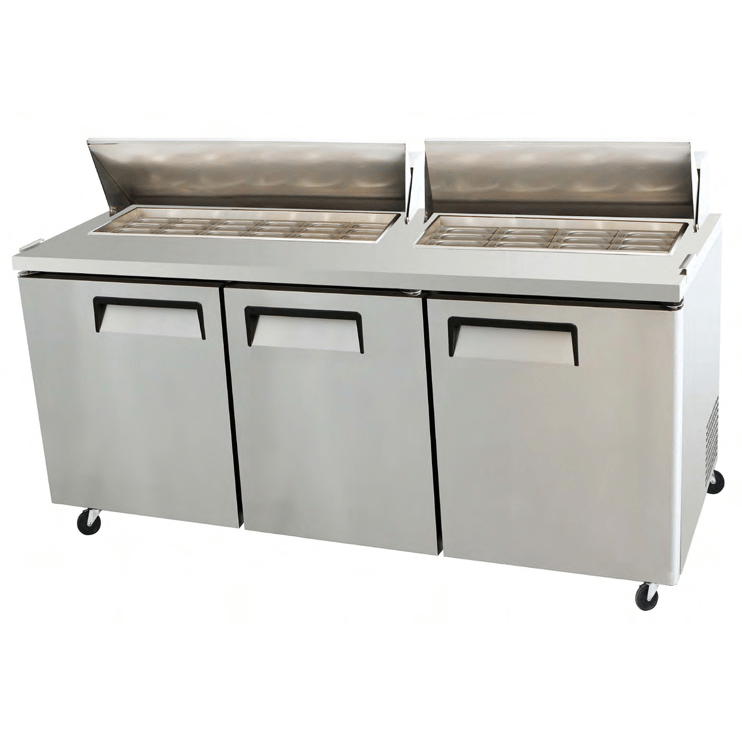 EFI Sales Ltd. Canada Refrigerated Prep Tables Each Scratch & Dent Special - EFI CMDR3-72VC 72" 3 Door Mega Top Refrigerator - 16172-240508-0001 | Denson CFE