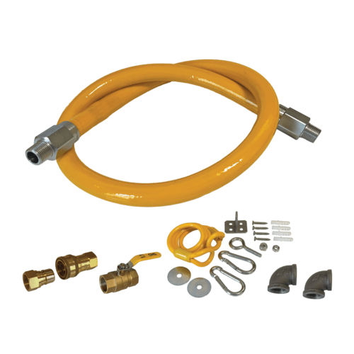 Encore Commercial Cooker Parts & Accessories Each Encore GHM-100KTC148 1" x 48" ENCORE Gas Hose Connector Kit