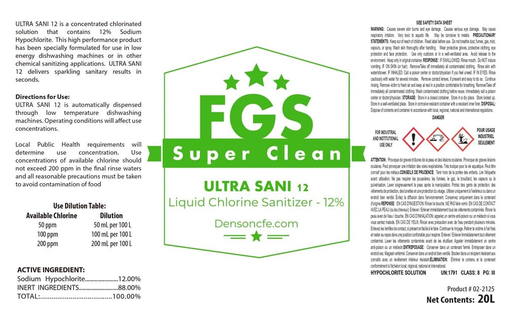 FGS Superclean Cleaning & Safety Pail FGS Superclean Ultra Sani L1125-020 12 | Denson CFE