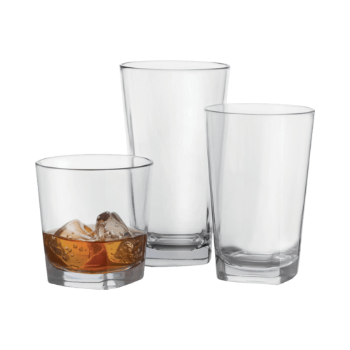 G.E.T. Enterprises Drinkware Dozen GET SW-1472-CL Cubed 16 oz. SAN Plastic Beverage Glass | Clear | Denson CFE