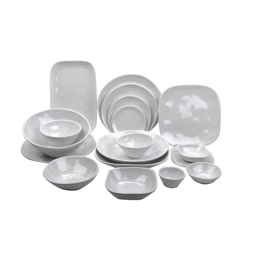 G.E.T. Enterprises Unclassified Dozen G.E.T SB-5-AM-W Curved Square Bowl, 7 1/4" Sq. x 3 1/4" H., 40 Oz., Viva, White w/ Black Trim | Denson CFE