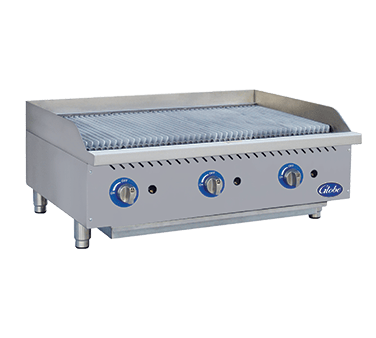Globe Commercial Grills Each Globe GCB36G-SR 36” Wide Gas Charbroiler With Stainless Steel Radiants And Adjustable Grates - 120,000 BTU