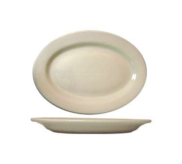 International Tableware Dinnerware Dozen / Ceramic ITI RO-13 11 1/2" x 8 1/4" Oval Roma? Platter - Ceramic, American White