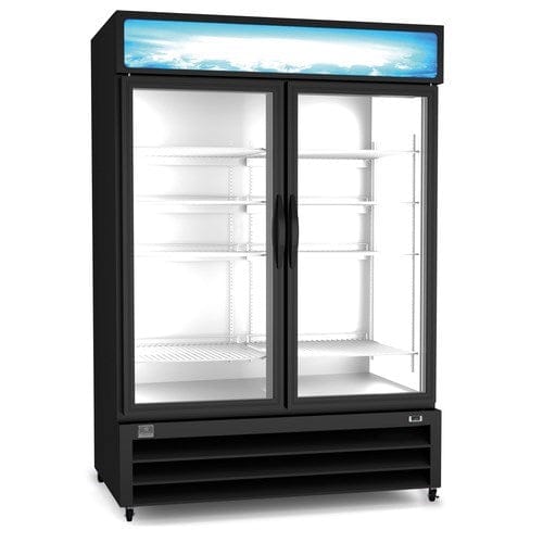Kelvinator Commercial Reach-In Refrigerators and Freezers Each Kelvinator Commercial KCHGM48F 54" Two Section Display Freezer w/ Swing Doors - Bottom Mount Compressor, Black, 115v
