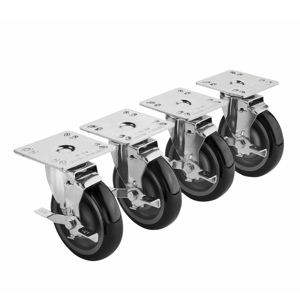 Krowne Metal Commercial Ovens Set Krowne 28-111S 4 Piece Universal Plate Caster Set w/ 5" Wheel, 3 1/2 x 3 1/2"