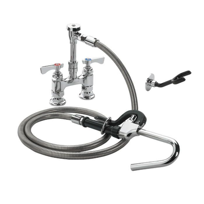 Krowne Metal Plumbing & Faucets Each Krowne 20-204L Deck Mount Pot Filler Faucet w/ 72" Hose & Hook Nozzle | Denson CFE