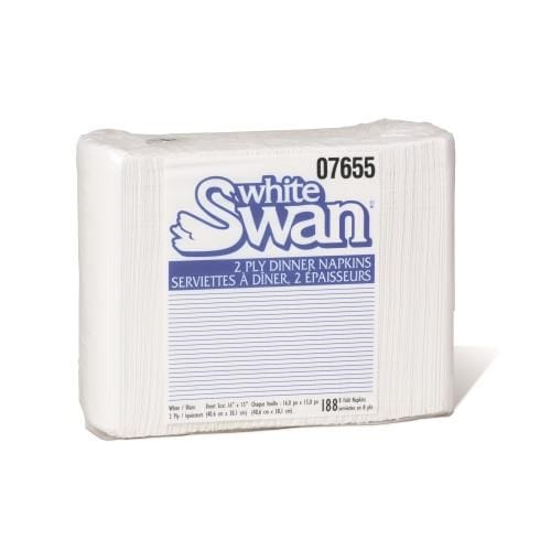 Kruger Unclassified Case Kruger 07655 White Swan Dinner Napkin White 1/8 Fold 2 Ply 15" x 16" – Pack of 16 / 188 | Denson CFE