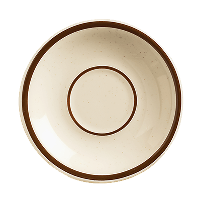 Libbey Glass Dinnerware 2 Doz / Stoneware / White Libbey DSD-9 9 1/2" Round Desert Sand Plate - Speckled, (2) Brown Bands | Denson CFE
