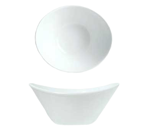 Libbey Glass Dinnerware Case - 3 Dozen Libbey 911194601 5 1/8" Oval Infinity Bowl with Reflections Pattern & Shape, Alumawhite Body | Denson CFE