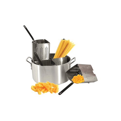 Omcan Canada Commercial Cookware Each Omcan 40515 – Aluminum Pasta Cooker Pack with 4 Stainless Steel Inserts (20 Quart) | Denson CFE