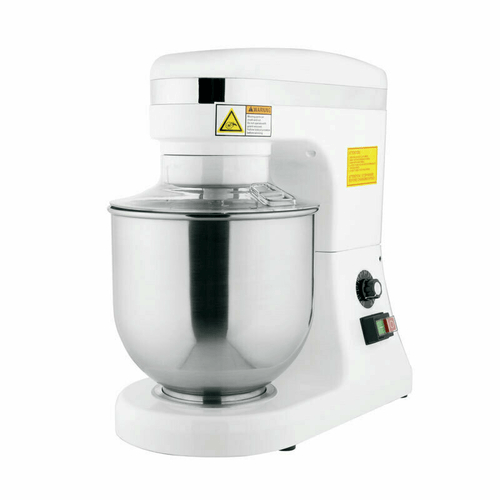 Omcan Canada Commercial Mixers Each Omcan 44306 7-QT White Countertop Planetary Mixer with Guard – 110V, 270W | Denson CFE