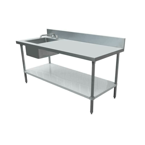 Omcan Canada Commercial Work Tables and Stations Each Omcan – 43241 30” × 60” All Stainless Steel Table with Left Sink & 6” Backsplash | Denson CFE