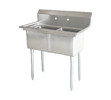 Omcan Canada Compartment Sinks Each Omcan 22113 18″ x 18″ x 11″ Two Tub Sink with 1.8″ Corner Drain and No Drain Board | Denson CFE