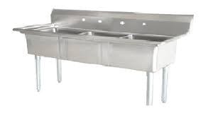 Omcan Canada Compartment Sinks Each Omcan 25259 24″ x 24″ x 14″ Three Tub Sink with 1.8″ Corner Drain and Left Drain Board | Denson CFE