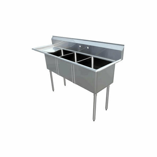 Omcan Canada Compartment Sinks Each Omcan 43787 Three Compartment Sink - 24 x 24 x 14 in Bowls, No Drainboard, Stainless Steel | Denson CFE