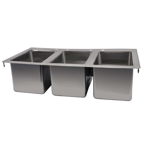 Omcan Canada Drop in Sink Each Omcan 39783 10″ x 14″ x 10″ Stainless Steel Triple Drop in Sink with Flat Top | Denson CFE