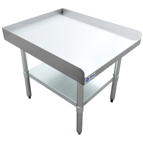 Omcan Canada Equipment Stands and Mixer Tables Each Omcan 47694 - 24 x 30 Stainless Steel Equipment Stand with 2 Inch Upturn and Undershelf | Denson CFE