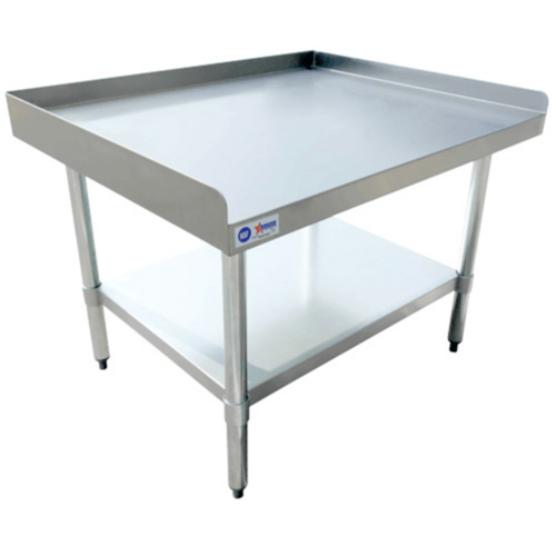 Omcan Canada Equipment Stands and Mixer Tables Each Omcan 47696 - 30 x 36 Inch Stainless Steel Equipment Stand with Undershelf and Legs (NSF Listed) | Denson CFE