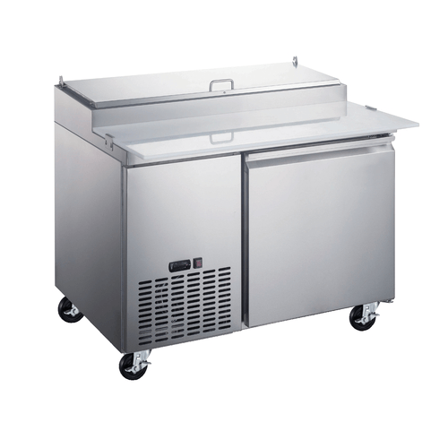 Omcan Canada Refrigerated Prep Tables Each Omcan 50042 50″ Refrigerated Pizza Prep Table, 1 Door, Stainless Steel, 14 cu.ft. (396 L) Capacity – 110V, 1/6 HP | Denson CFE