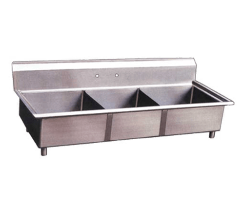 Omcan Canada Sinks & Plumbing Each Omcan 22114 Three Tub Sink - 18 x 18 x 11 in Bowls, Stainless Steel | Denson CFE