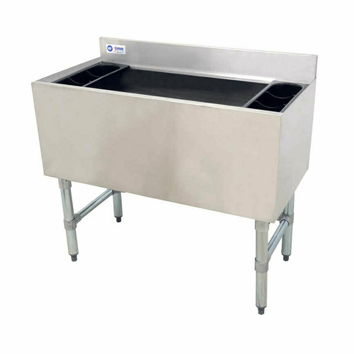 Omcan Canada Sinks & Plumbing Each Omcan 43476 - 34 Inch Underbar Ice Bin, 20 Gauge Stainless Steel with Drain and Backsplash (NSF) | Denson CFE