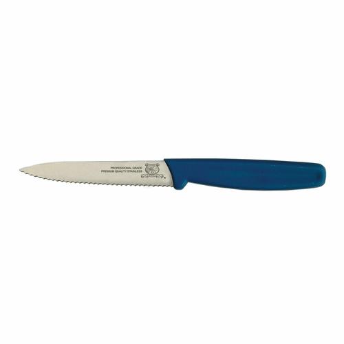 Omcan Canada Smallwares Each / Blue Omcan 11495 4" Wave Edge Paring Knife with Blue Polypropylene Handle | Denson CFE