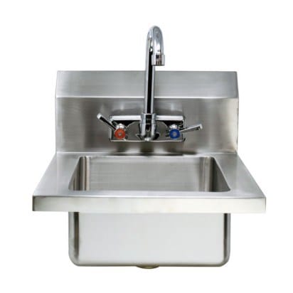 Omcan Canada Stainless Steel Sink Each Omcan 44585 Hand Sink - 10 x 14 x 5 in Bowl, Gooseneck Faucet, Stainless Steel | Denson CFE