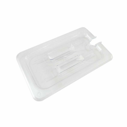 Omcan Canada Tabletop & Serving Each Omcan 80021 - 1/4 Size Clear Polycarbonate Slotted Food Pan Cover (NSF) | Denson CFE