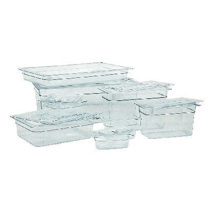 Omcan Canada Tabletop & Serving Each Omcan 80021 - 1/4 Size Clear Polycarbonate Slotted Food Pan Cover (NSF) | Denson CFE