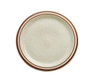 Oneida Canada Dinnerware Dozen Buffalo R4238026111 Dunes Ivory NR 5-1/2" Plate with Brown Bands - Case of 12 | Denson CFE