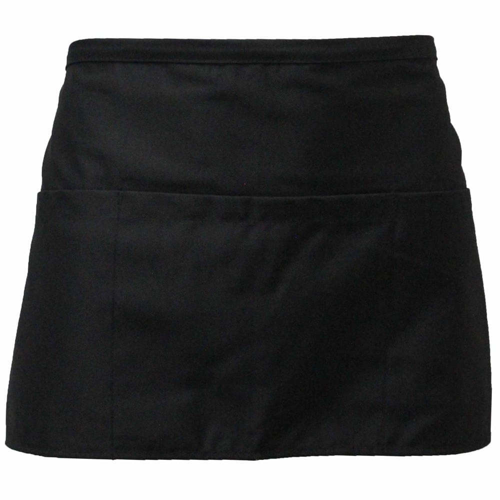 Premium Uniforms Clothing & Textiles Each Premium Uniforms 1000-Black Commercial Waist Apron - 3 Pockets, 23 x 12 in, Black Twill | Denson CFE