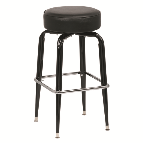 Royal Industries Furniture Each *Clearance* Standard Seat Black Square Frame Stool, Black Upholstery