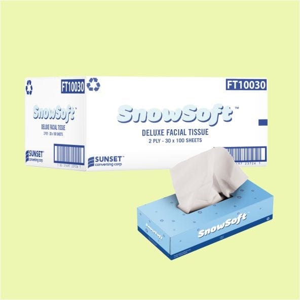 SnowSoft Disposables Case of 30 SnowSoft FT10030 Facial Tissue - White, 2-Ply, 30x100 Sheets | Denson CFE