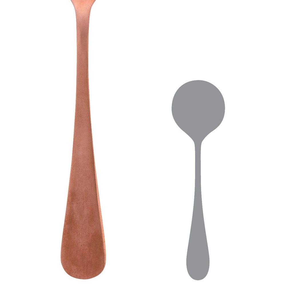 Steelite International Canada Limited Flatware Dozen Bouillon Soup Spoon, 7", 18/0 stainless steel, Varick Flatware, Fulton Vintage Copper