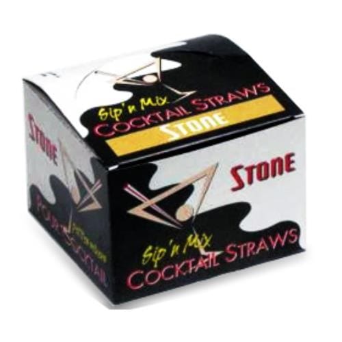Stone Disposables Case Stone 022900 8 in Super Cocktail Black Straws - Case of 2500, Plastic | Denson CFE