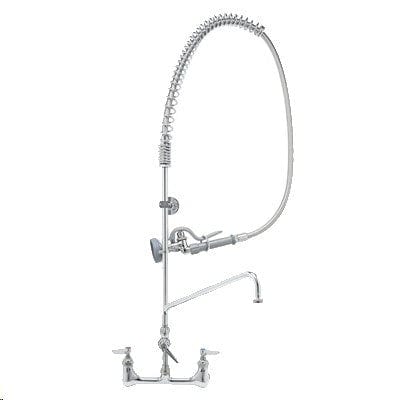 T&S Brass Commercial Faucets Each T&S Brass B-0133-01 Easy Install 8 inch Wall Mounted Pre-Rinse Unit with 9 inch Wall Bracket & 56 inch Stainless Steel Hose - 1.15 GPM | Denson CFE