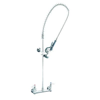 T&S Brass Commercial Faucets Each T&S Brass B-0133-B 8" Wall-Mounted Pre-Rinse Unit with Wall Bracket and 44" Flexible Hose - 1.15 GPM