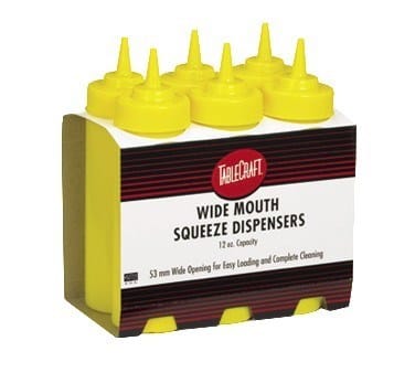 Tablecraft Products Food Service Supplies Pack TableCraft C10853M - 8 oz Cash and Carry WideMouth Squeeze Dispenser, Mustard, NSF | Denson CFE