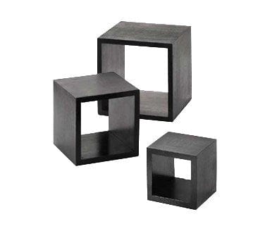 Tablecraft Products Food Service Supplies Set Tablecraft WBK3 Barclay Three-Piece Riser Set, Black Wood Set Includes Sizes: 5", 7", and 9" Squares | Denson CFE