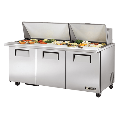 True Food International Canada Refrigerated Prep Tables Each True TSSU-72-30M-B-ST-HC – 72-3/8” Mega-Top Sandwich / Salad Food Prep Table Refrigerator | Denson CFE