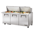 True Food International Canada Refrigerated Prep Tables Each True TSSU-72-30M-B-ST-HC – 72-3/8” Mega-Top Sandwich / Salad Food Prep Table Refrigerator | Denson CFE